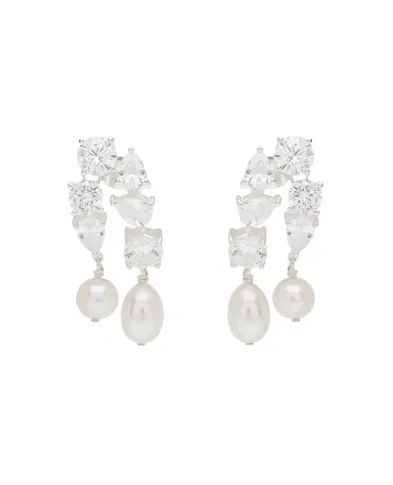 Completedworks Серьги из переработанного серебра с жемчугом и цирконием - Артикул: Z57