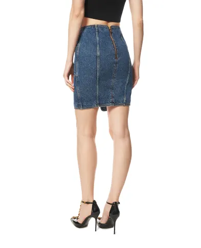 Balmain Коротка спідниця джинсова з поясом - Артикул: GF1LBB28DG08