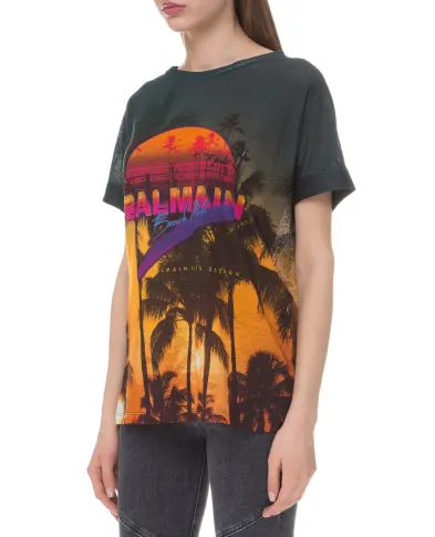 Balmain Льняная футболка - Артикул: RF11126I071