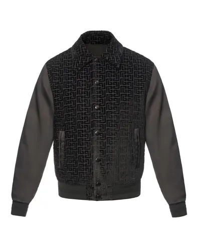Balmain Бархатная куртка-бомбер - Артикул: GH1TFA73MI21