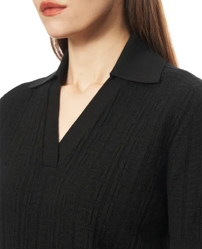 Balmain В'язане поло з монограмою з вовни - Артикул: GF1GB030KJ47