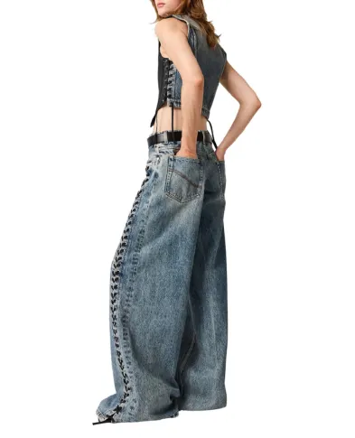 Stella McCartney Джинсы широкие на шнуровке - Артикул: 6D04563SQH47