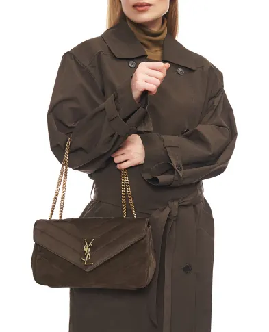 Saint Laurent Сумка LOULOU Medium из телячьей замши - Артикул: 801439-AAEY6