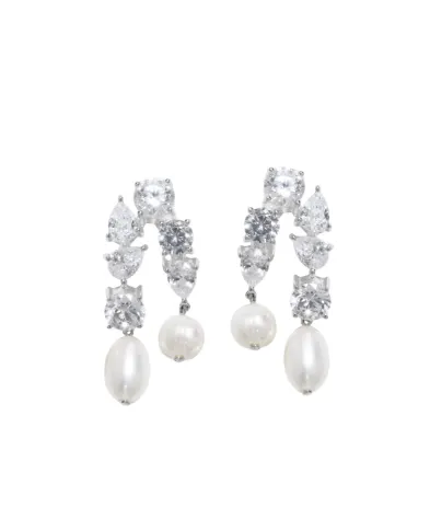Completedworks Сережки з переробленого срібла з перлами та цирконієм - Артикул: Z57