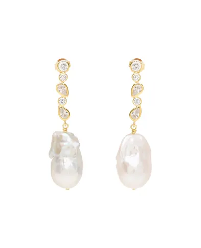 Completedworks Сережки з переробленого золота з перлами і цирконієм - Артикул: P169