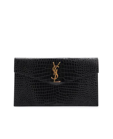 Saint Laurent Кожаный клатч Uptown - Артикул: 565739-DND0J