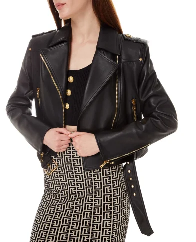 Balmain Кожаная косуха - Артикул: XF1TD055LB24