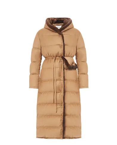 Yves Salomon Пальто длинное из шерсти и меха норки - Артикул: 26WYM02025WO2W