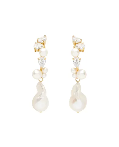 Completedworks Сережки із золота з перлами та білим топазом - Артикул: P63