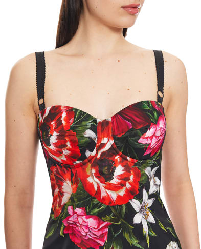 Dolce&Gabbana Сукня з атласу з квітковим принтом - Артикул: F6TZYT-FSIB2