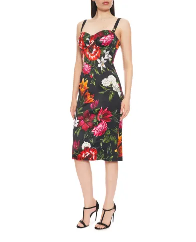 Dolce&Gabbana Сукня з атласу з квітковим принтом - Артикул: F6TZYT-FSIB2