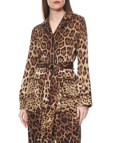 Dolce&Gabbana Пижамная рубашка из шёлка - Артикул: F5I89T-FSAXY