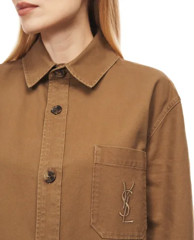 Saint Laurent Сорочка CASSANDRE з бавовни та льону - Артикул: 852696-Y253W