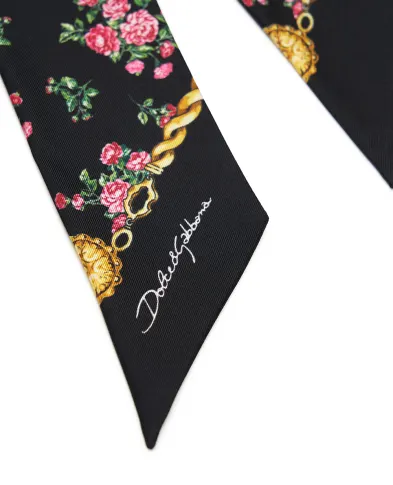 Dolce&Gabbana Пов'язка з шовку з квітковим принтом - Артикул: FS215A-GDDLN