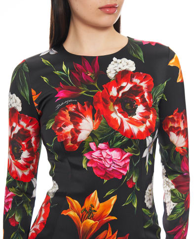 Dolce&Gabbana Сукня з атласу з квітковим принтом - Артикул: F6GAVT-FSIB2
