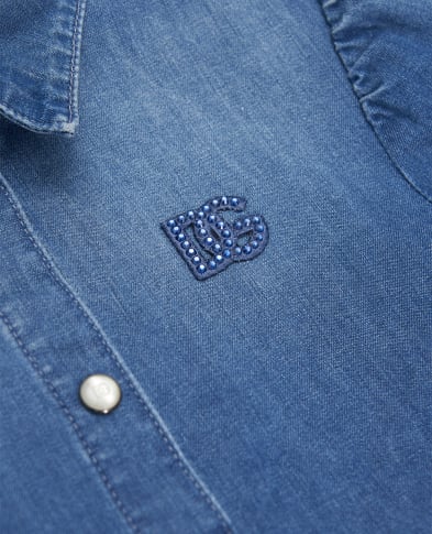 Dolce&Gabbana Дитяча джинсова сукня з вишивкою логотипу - Артикул: L54DO6-LDD55-B