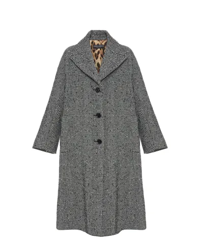 Dolce&Gabbana Довге пальто з вовни з шевронним візерунком - Артикул: F0W4JT-FCZAJ