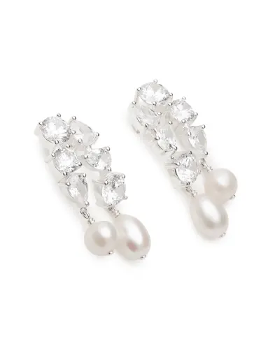 Completedworks Серьги из переработанного серебра с жемчугом и цирконием - Артикул: Z57