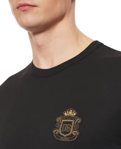 Dolce&Gabbana Футболка з геральдичною аплікацією - Артикул: G8PT1Z-G7PZU