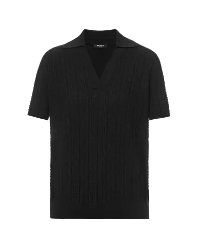 Balmain В'язане поло з монограмою з вовни - Артикул: GF1GB030KJ47