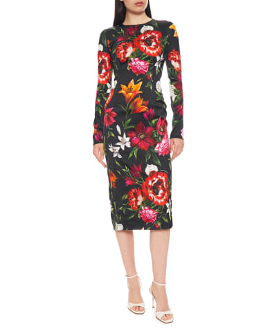 Dolce&Gabbana Сукня з атласу з квітковим принтом - Артикул: F6GAVT-FSIB2