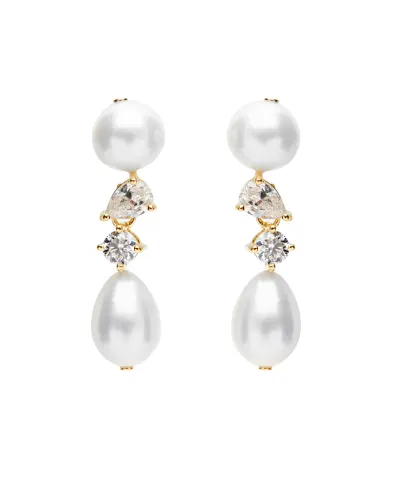 Completedworks Сережки з переробленого золота з перлами і цирконієм - Артикул: P198