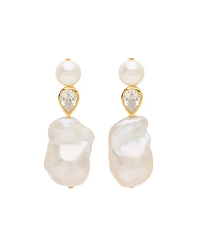 Completedworks Сережки з переробленого золота з перлами і цирконієм - Артикул: P56