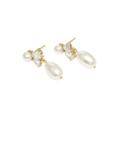 Completedworks Серьги из переработанного золота с жемчугом и цирконием - Артикул: P98