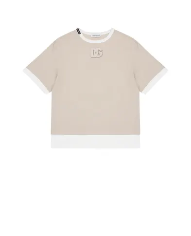 Dolce&Gabbana Детская футболка с вышитой аппликацией - Артикул: L4JTJN-G7PRI-B