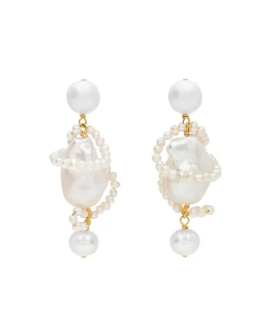 Completedworks Сережки з перлів та переробленого золота з позолотою - Артикул: P161