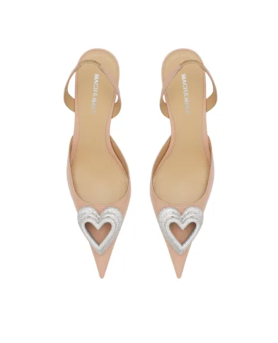 Mach&Mach Туфлі TRIPLE HEART із лакованої телячої шкіри з кристалами - Артикул: R26-S1082-65-PAT-NUD