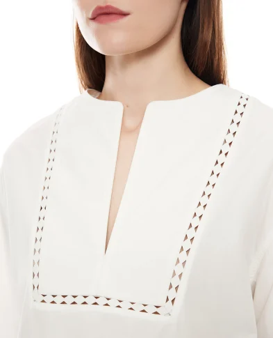 Yves Salomon Блузка с кожаными деталями - Артикул: 26EYH03860COAP