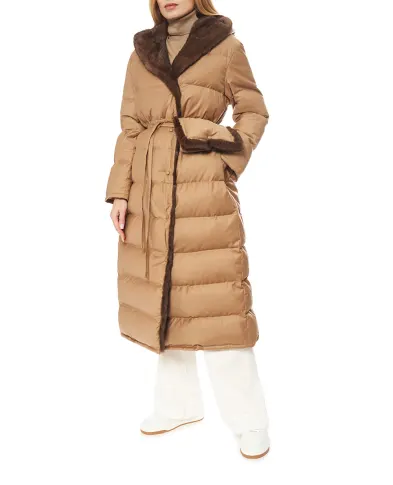 Yves Salomon Пальто длинное из шерсти и меха норки - Артикул: 26WYM02025WO2W