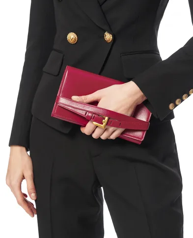 Balmain Клатч Shuffle из телячьей кожи - Артикул: GN1ON259LMTE