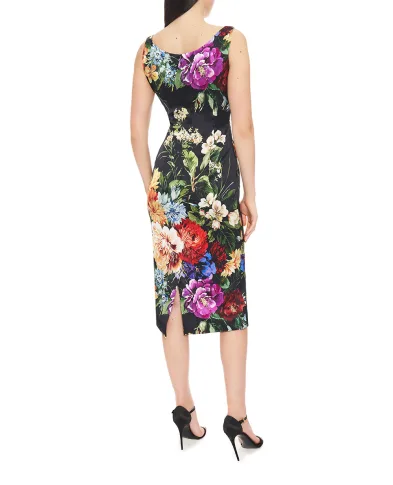 Dolce&Gabbana Сукня з атласу з квітковим принтом - Артикул: F6EAWT-FSIB3