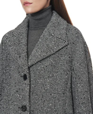 Dolce&Gabbana Довге пальто з вовни з шевронним візерунком - Артикул: F0W4JT-FCZAJ