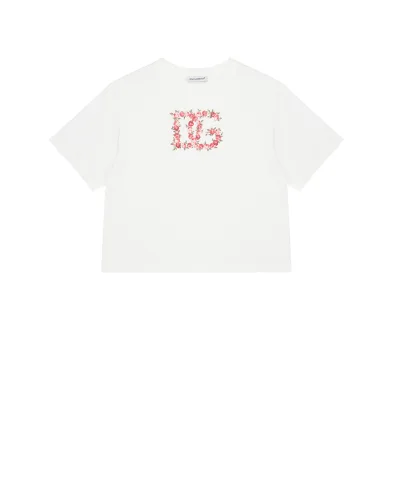 Dolce&Gabbana Дитяча футболка з принтом логотипу DG - Артикул: L5JTNL-G7PVF-B