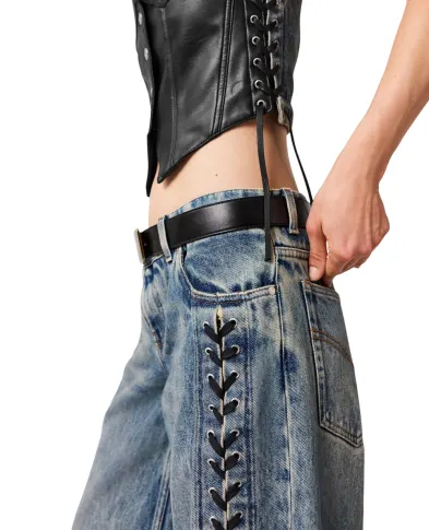 Stella McCartney Джинсы широкие на шнуровке - Артикул: 6D04563SQH47