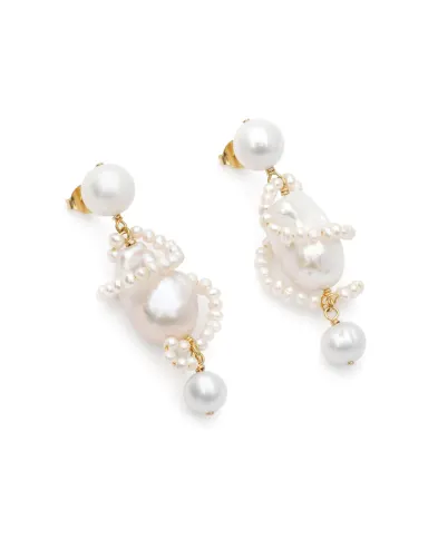 Completedworks Сережки з перлів та переробленого золота з позолотою - Артикул: P161