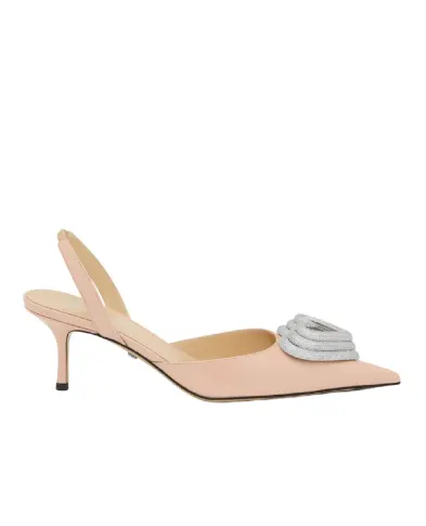 Mach&Mach Туфлі TRIPLE HEART із лакованої телячої шкіри з кристалами - Артикул: R26-S1082-65-PAT-NUD