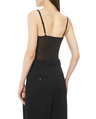 Saint Laurent Майка из шелка с кружевной отделкой - Артикул: 796843-Y37SM