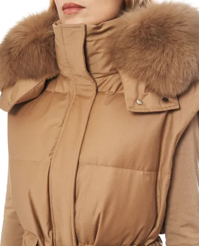 Yves Salomon Жилет из шерсти и шелка с мехом лисы - Артикул: 26WAG01472WO2W