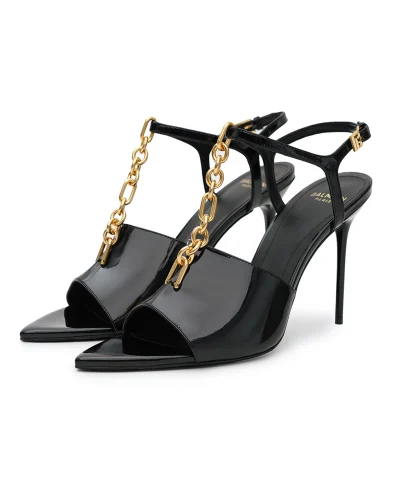 Balmain Босоножки из лакированной кожи Sync - Артикул: FN1UH154LPAT