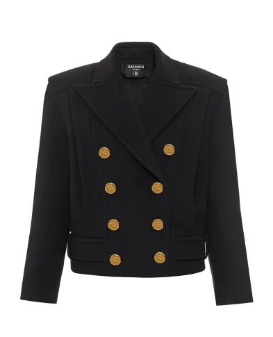 Balmain Двобортне вкорочене пальто із вовни - Артикул: FF1UA095WD10