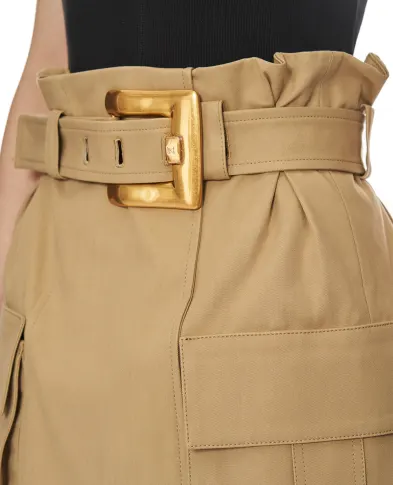 Balmain Юбка из габардина с высокой талией - Артикул: FF1LBA97CF69
