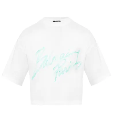 Balmain Футболка укороченная с логотипом - Артикул: GF1EE145BD41