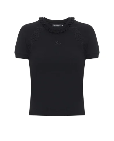 Dolce&Gabbana Футболка с кружевом и вышивкой - Артикул: F8V88Z-GDDPN
