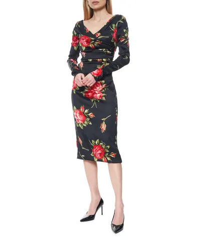 Dolce&Gabbana Сукня з атласу з квітковим принтом - Артикул: F60DHT-FSICD