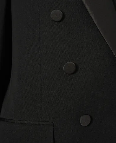 Saint Laurent Двубортный жакет с атласными лацканами - Артикул: 837658-Y7E63