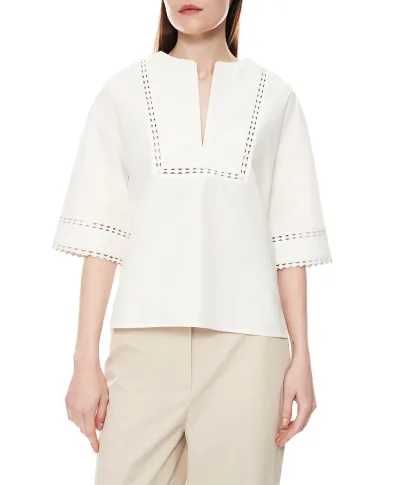 Yves Salomon Блузка с кожаными деталями - Артикул: 26EYH03860COAP